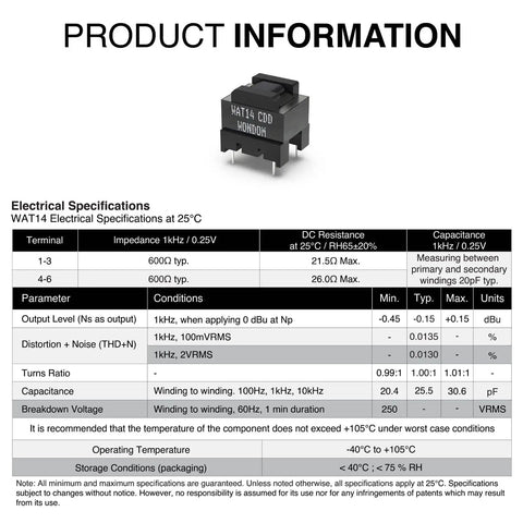 4 Pack Pro Grade Audio Isolation Transformer 600 Ohms To 600 Ohms 1:1 Ratio product specifications and EI Core image