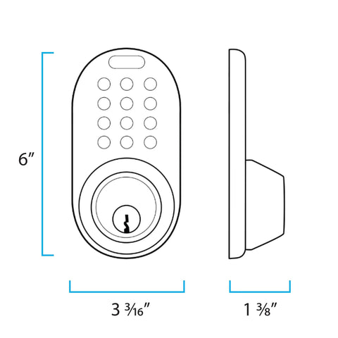 Diagram of Keyless Entry Electronic Touchpad Deadbolt And Passage Knob Combo Satin Nickel with dimensions