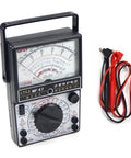 All In One Digital Multimeter With AC And DC Voltmeter Ohm Tester For Voltage Current Resistance Diode And Temperature Probes Included And Self Locking Stand For Stable Handy Field Use showing front view and probes