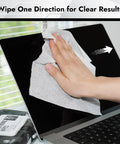 Air Jungles electronic screen cleaning wipes, 70-count, no cloth needed, extra large 8x10 inch, front view on laptop screen