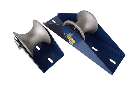 Heavy Duty Tray Type Cable Sheave with Aluminum 5 Inch Sheave and 12 Inch Length for Easy Tray Pulls and Self Lubricating Bearings