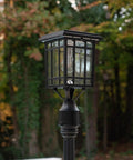 Prairie Solar Outdoor Light Fixture With Wall Pole And Pier Mounts No Wire Setup Black LED Lamp 250 Lumen Warm White Light Easy Sun Powered Install Hardware Included