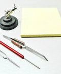 5 Piece Jewelry Soldering Tools Kit With Ceramic Solder Board And Third Hand Base Includes Titanium Soldering Pick Cross Locking Fiber Grip Tweezers And Pointed Cross Lock Tweezers For Jewelry Making And Repairs
