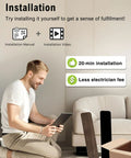 Man installs 42 Inch Ceiling Fan With Lights 3 Blades Low Profile Flush Mount Black Finish Dope Remote And App Control.