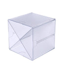 Stackable Cube Organizer With X Divider In Clear Plastic, modular storage solution shown with linking clips in front view