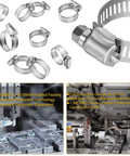 Stainless Steel Hose Clamps 16 Pack Worm Gear Drive SAE 20 Clamp Range Three Quarters To One And Three Quarters Inch Twenty Millimeter To Forty Four Millimeter For Automotive Plumbing 304 Stainless Steel displayed.