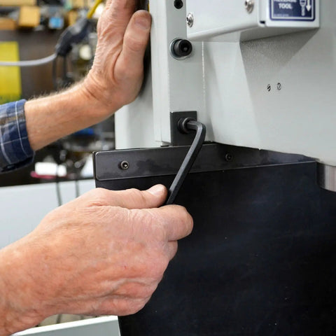 Mechanic using Long Arm Hex L-Wrench Set Double Pack For Pros to adjust machinery, highlighting ease of grip and reach.