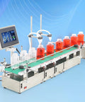 Double Head Automatic Bottle Filler Machine With Conveyor Belt, Stainless Steel Liquid Dispenser for Beverages and Cosmetics