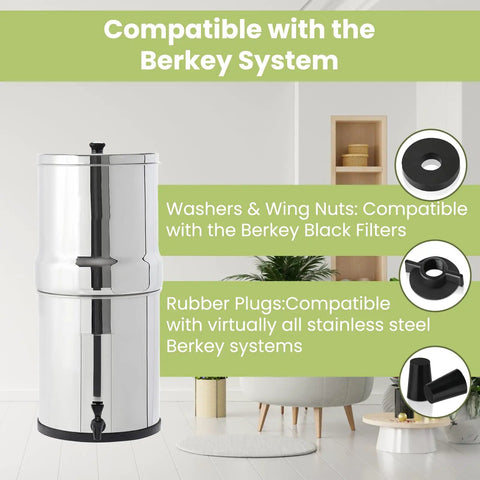 All In One Replacement Kit For Gravity Water Filter System Elements Compatible With Berkey Black Activated Carbon Filters