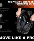 Interior of 30L Hybrid Weekender Duffel With Garment Bag Shoe Compartment And 18 Inch Laptop Sleeve For Under Seat Carry On Travel