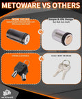 Comparison of Metoware trailer hitch lock vs other brands, highlighting security, durability, and key design differences.