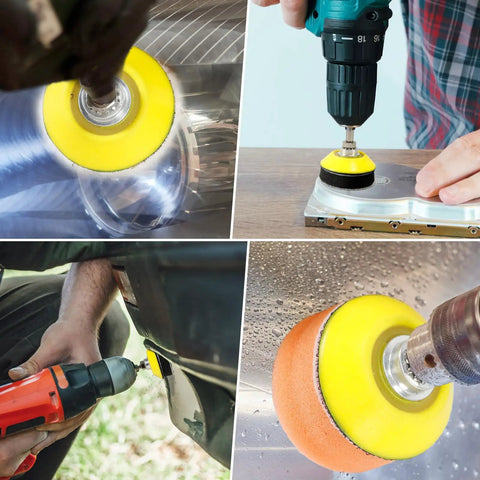 Top Shelf 331 Piece 2 Inch Wet Dry Sanding Disc Kit with foam pad used on various surfaces for polishing and sanding projects.