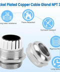 Heavy Duty Four Pack Nickel Plated Copper Waterproof Cable Glands IP68 Built To Last Adjustable Glands With Gaskets And Locknut
