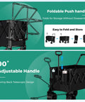 Heavy Duty Collapsible Wagon Cart 550 Lbs Capacity With Drop Down Tailgate Dual Handles Big Wheels Foldable Utility Cart