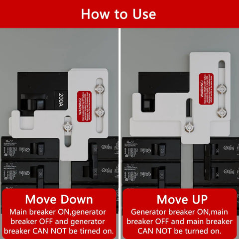 Installation guide for Generator Interlock Kit For 150 And 200 Amp Panels Compatible With Siemens And Murray, with move instructions.
