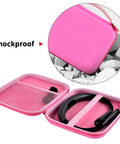 Pink Universal Case For LED Neck Reading Light, Portable Storage Holder open showing compartments, shockproof protection