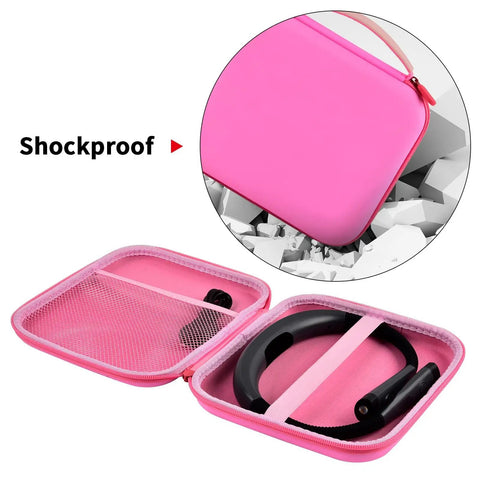 Pink Universal Case For LED Neck Reading Light, Portable Storage Holder open showing compartments, shockproof protection