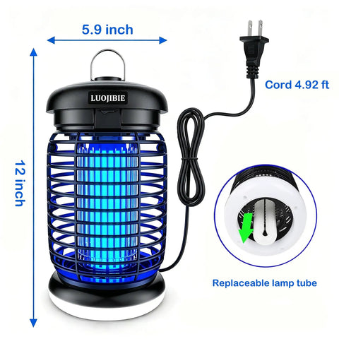 Bug Zapper Outdoor and Indoor Dual Use With UV LED Light 4200V High Voltage Waterproof Insect Killer for Backyard Patio Garden Balcony Garage