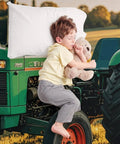 Child sleeping on Farm Tractor Flannel Throw Blanket 60 By 80 Inches Extra Soft Cozy And Lightweight Plush Throw Pillow