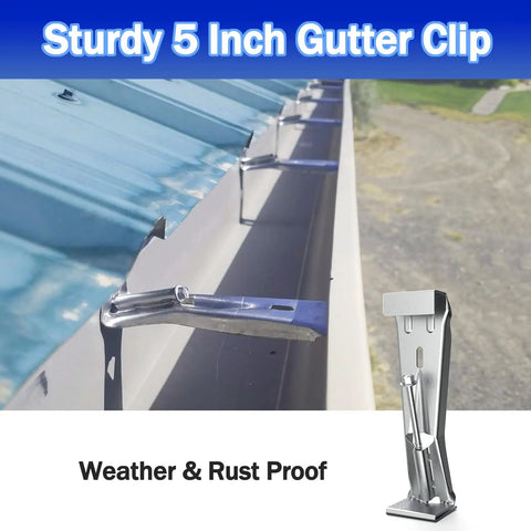 5 Inch Quick Screw Gutter Hangers 100 Pack Gutter Support Brackets Hidden Gutter Hanger With Screws installed on roof edge