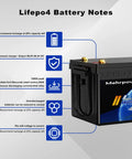 Beefed Up 48V LiFePO4 Golf Cart Battery Kit With 200A BMS And 58 Volt 18A Charger, side view with battery notes.
