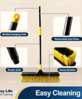 Front view of 18 Inch Push Broom Heavy Duty Outdoor Commercial Broom With Stiff Bristles For Cleaning Patio, Garage, Deck