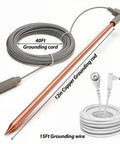 Portable Copper Grounding Rod Kit With 12 Inch Grounding Rod, 40 Ft Female Ground Cord, And 15 Ft Ground Wire, DIY Friendly