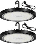 2 Pack 300W LED High Bay UFO Lights With 5000K White, 30,000 Lumens, IP65, US Plug And Play, Hanging Chain, Energy Saving