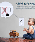 Child playing near Smooth USB Outlet With LED Night Light, Heavy Duty 15A Electrical Socket with tamper-resistant features.