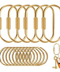 Solid Brass Key Rings Bulk Gold Tone Key Chain Organizer With Secure Screw Locking For Men And Women, 6 Pack
