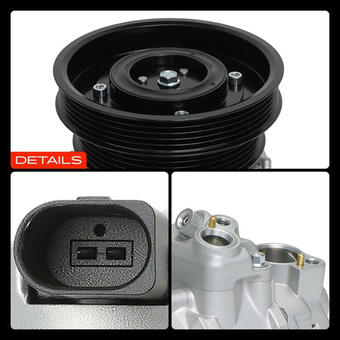 Badass AC Compressor With Clutch Built Tough For Quick VW Jetta And Beetle Cooling Fits 2005-2014 Models showcasing pulley and electrical connector.