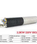 Pro Grade 2.2KW ISO20 Water Cooled ATC Spindle Featuring 24 Position Tool Magazine And Heavy Duty Permanent Magnet Motor For 220V Metal CNC Router Drop In Ready Pro Setup, showing spindle with connections.