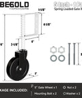 Heavy Duty 5 Inch Spring Loaded Gate Caster Smooth Operator Design for Outdoor Wooden Fences, 5" wheel with mounting hardware