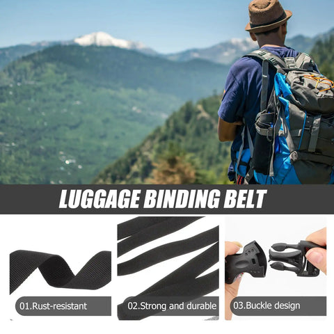 4 Pack Outdoor Luggage Straps With Quick Release Buckles, Durable Anti-Pinch Tie-Down Straps For Luggage, Camping, Hiking And Travel Gear, Multi-Function Bindings, Black