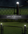 Summit Chain Link Solar Post Cap Black With High Output LED Lights Up Automatically At Night Fits 1 7/8 In To 3 In Posts on fence and gate.