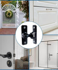 Heavy Duty 90 And 180 Degree Flip Barn Door Lock for cabinets, sliding doors, bathrooms, black zinc alloy latch installed.
