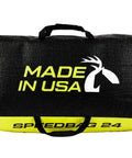 Beast 24 Inch Dual Sided Archery Target For 475 FPS Compound Bows And Crossbows Field Point Ready bag with "Made in USA" text.