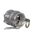 Pro Shop Gear Aluminum Camlock Fittings Pair 1 5 Inch Cam And Groove Hose Connectors Female Coupler With Female Npt Thread close-up view of gray aluminum coupler