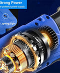 Heavy Duty Rechargeable Hydraulic Wire Cutting Machine For Electricians Cut Copper Cables 70 To 130 Times showing inner machinery and LED lighting detail.