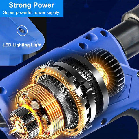 Close-up of JHKKOJ Rechargeable Electric Cable Cutter For Heavy Duty Copper Wire Cutting Machine showcasing powerful internal motor.