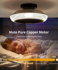 Bladeless Ceiling Fan With Lights And Bluetooth Speaker Dope 6 Speed Remote Control RGB Color Lighting Low Profile Flush Fan