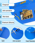 Extra Large Pro Grade Soldering Mat With Wrist Strap 23.6 By 13.8 Inches Heat Resistant 932 F Silicone Workbench Pad with tools