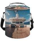 Insulated Leakproof Waterproof Cooler Backpack For Travel And Beach Lightweight Large Capacity Ice Chest With Wooden Deck Yacht Style Ideal For Camping Hiking And Outdoor Events For Men And Women, featuring yacht design