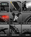 Badass 9000W Dual Motor Electric Bike For Adults with IP-65 LCD, 26" fat tire, adjustable saddle, and cargo rack.
