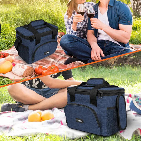 Soft Sided Insulated Cooler Bag For Work And Adventure Collapsible Portable Lunch Cooler That Keeps Food And Drinks Cold Beach Ready And Everyday Use, Leakproof Waterproof Design Large Capacity Fits 18 Cans With Shoulder Strap Heather Navy