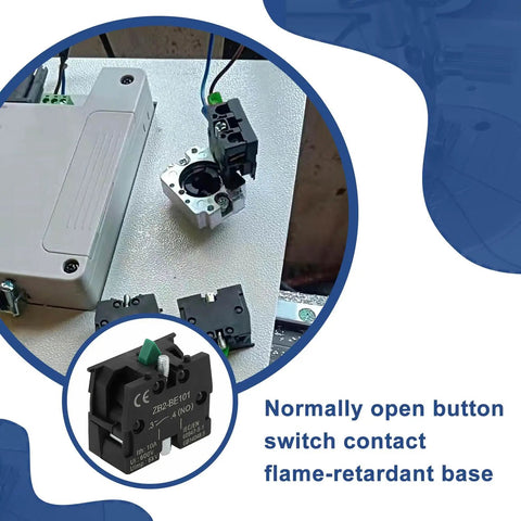 Slick Heavy Duty Green Push Button Switch Rugged 600 Volt 10 Amp Normally Open Contact Block With Silver Terminals mounted on a panel.