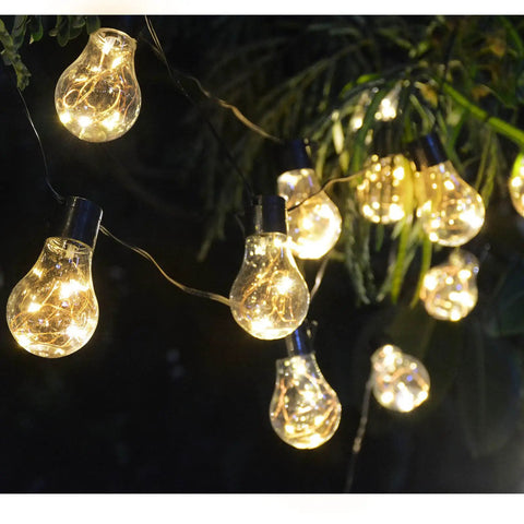 Battery Operated 25 Feet 100 LED Warm White Hanging String Lights With 20 Bulbs Remote Dimmable Eight Modes Memory Timer Waterproof And Shatterproof For Indoor Outdoor Decor Perfect For Bedroom Patio Balcony Home And Christmas Party glowing in darkness