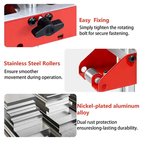 3 Station Metal Roofing Bender With 0 To 90 Degree Edge Roller components including easy fixing, stainless steel rollers, nickel-plated aluminum alloy