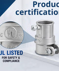 Half Inch EMT To Flex Combination Squeeze Coupling With Snap In Design For Quick Tool Free Install Connects One Half Inch EMT To Flexible Conduit With Durable Zinc Alloy Silver Finish Perfect For DIY Electrical Projects, UL listed