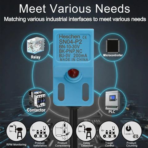 Square Inductive Proximity Sensor Switch Non Shield Type SN04 P2 With 5mm Detection Distance, 10 to 30V DC 200mA PNP Normally Closed